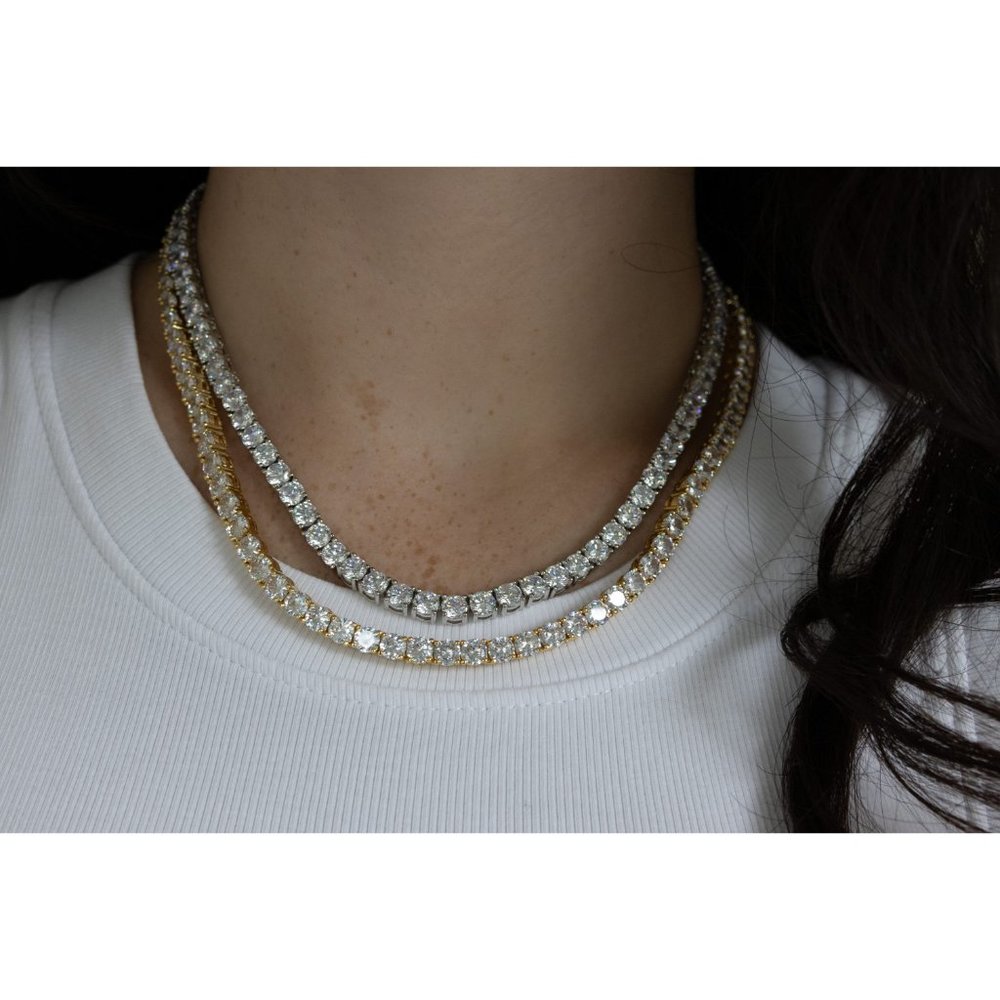 Diamond Tennis Necklace, Cubic Zirconia Tennis Necklace, 3mm-5mm Tennis Necklace - Picture 10 of 10